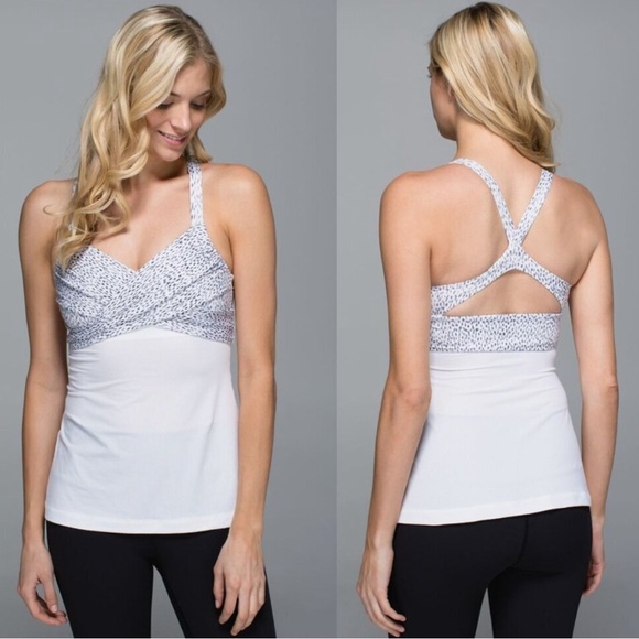 Lululemon Wrap It Up Tank‎ Dotty Dash White grey size 10 - Picture 1 of 5
